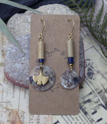 Boucles d'oreilles dorees Ginkgo