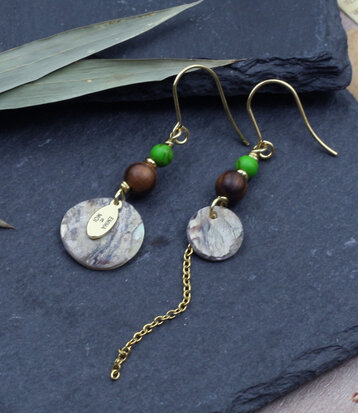 Boucles d'oreilles howlite verte