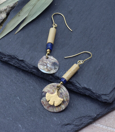 Boucles d'oreilles dorees Ginkgo