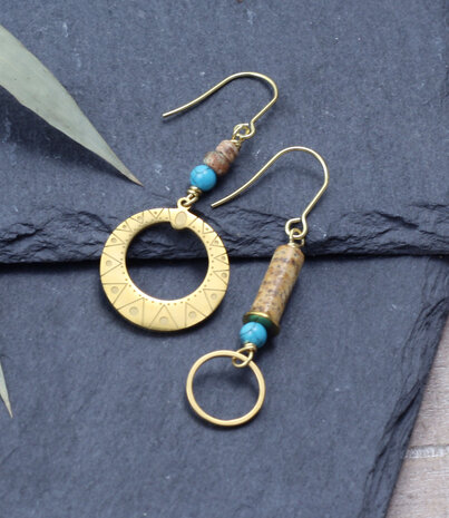 Boucles d'oreilles Cercles avec turquoise