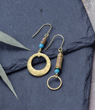 Boucles d'oreilles Cercles avec turquoise